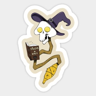 witch cowboy reading spell book Sticker